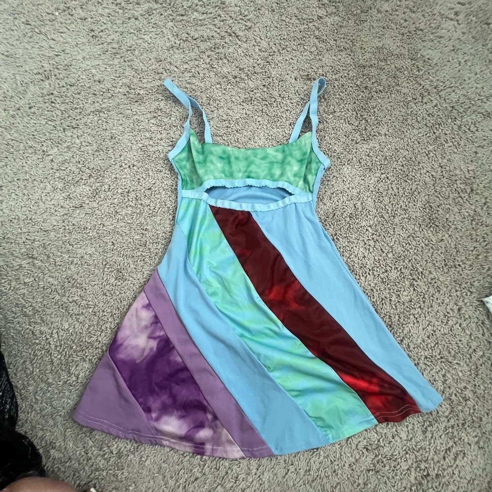 Colorful Strappy Dress with Cutout